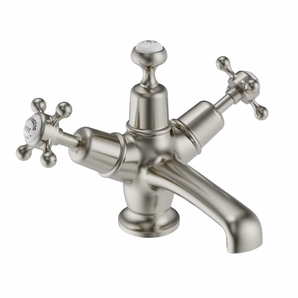Claremont basin mixer with click-clack waste brushed nickel